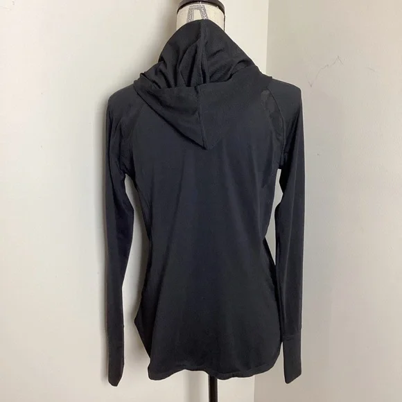 Reebok Women’s Black DriFit Long Sleeve Shirt with Thumb Holes Net Hoodie Top - Picture 3 of 4
